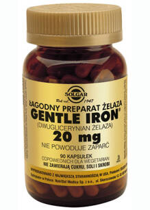 Solgar Żelazo 100% chelatu (Gentle Iron) 20mg, Suplement diety